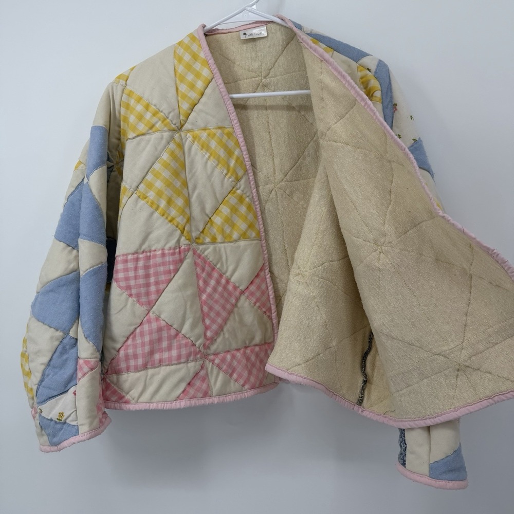 Patchwork Quilted Jacket - Pink, Yellow, Blue - image 3